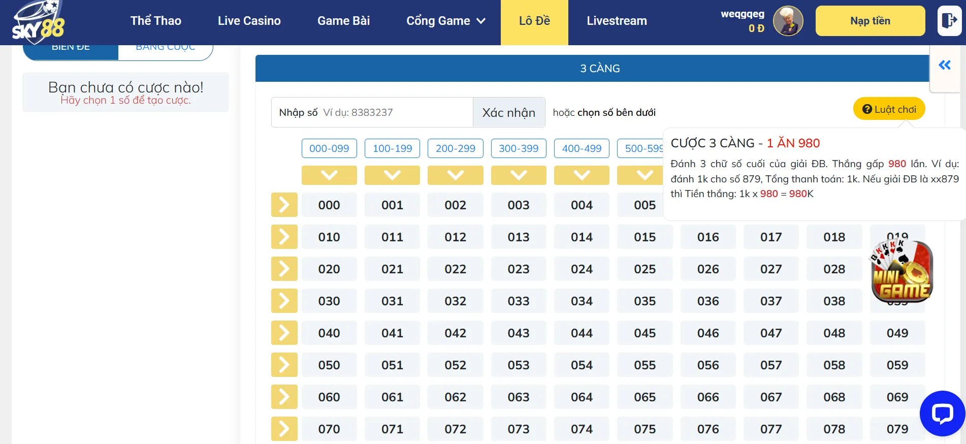 Cách chơi lô đề 3 càng chi tiết tại Sky88